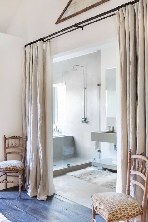 Bathroom room divider with curtains - Home Decorating Trends - Homedit Bedroom Divider, Curtain Divider, Temporary Room Dividers, Curtain Room Divider, Fabric Room Dividers, Portable Room Dividers, Living Room Divider, Hanging Room Dividers, Diy Room Divider