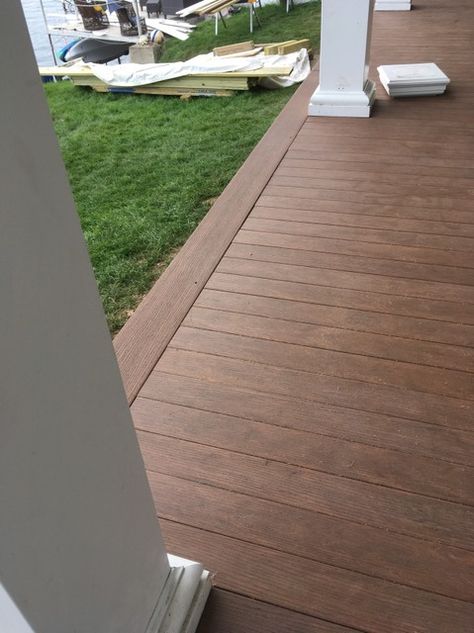 Azek Porch tongue & groove flooring to replace fir flooring. Outside Porch Flooring Ideas, Tongue And Groove Porch Floor, Front Porch Floor Colors, Update Curb Appeal, Porch Floors, Garrison Colonial, Porch Update, Porch Appeal, Decorative Screen Doors