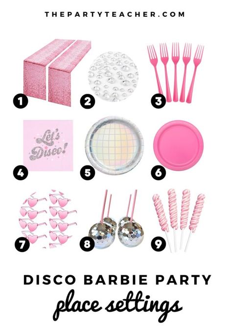 Barbie Party Decor, Barbie Centerpieces, Barbie Birthday Party Ideas, Disco Barbie, Barbie Invitations, Barbie Theme Party, Disco Birthday Party, The Barbie Movie, Barbie Kids