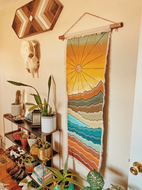 Sunset Mountain Wall Tapestry Full Wall Hanging Boho Decor - Etsy Boho Rainbow Aesthetic, Tapestry Wall, Hippie Wall Decor, Boho Tapestry Bedroom Wall Hangings, Western Wall Tapestry, Western Tapestry Wall Hangings, Hippie Wall Blanket, Eclectic Paintings, Hippie Bedroom Decor