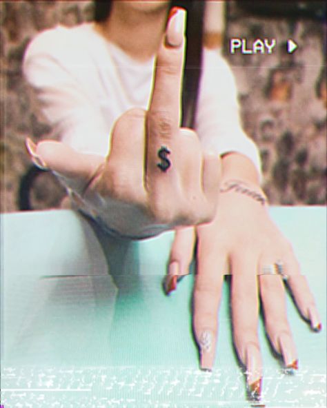 Finger Tattoos Money Sign, Dollar Sign Tattoo On Finger, Money Sign Tattoo On Finger, Dollar Sign Finger Tattoo, Money Symbol Tattoo, Money Sign Tattoo, Dollar Sign Tattoo, Inside Finger Tattoos, Baddie Tats