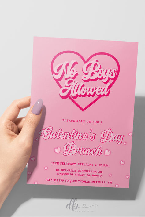 Galentines Day Brunch Invitation, No Boys Allowed Invitation,Girls Night Invite,Valentine Day Invite Galentines Invite Ideas, Girls Night Invitations, Galentines Invitation, Valentine Party Invitations, Galentine's Party, Valentine Invitations, No Boys Allowed, Space Cowgirl, Galentines Party