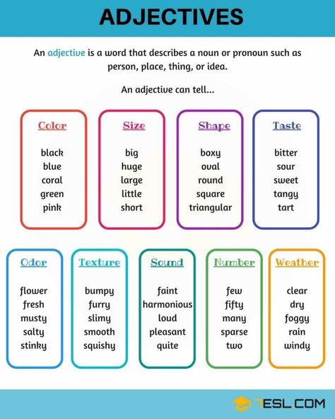 Adjectives For Kids, Adjectives Grammar, Teaching Adjectives, Examples Of Adjectives, Adjective Words, Battleship Game, English Adjectives, Adjective Worksheet, Nouns And Adjectives