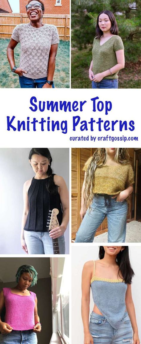 More Summer Top Knitting Patterns to Finish Out the Season – Knitting Poncho Knitting Patterns, Knit Vest Pattern, Sleeveless Tops Summer, Knitting Blogs, Vest Designs, Sport Weight Yarn, Cute Tank Tops, Vest Pattern, Knitted Poncho