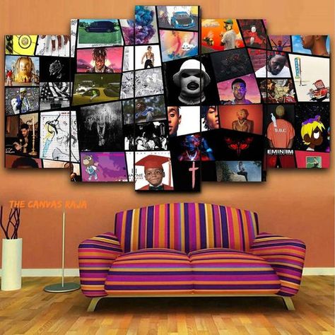 Rap Album Cover, Hip Hop Wall Art, Musician Room, Music Studio Decor, Rap Album Covers, 5 Piece Canvas Art, Multi Panel Wall Art, Music Canvas, Canvas Collage