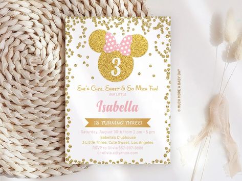 Minnie Mouse Invitation 3rd Birthday Girl, Third Birthday Invitation 3 Year Old, Minnie Birthday Invite Printable, Instant Download MM023 - Etsy Minnie Mouse Invitation, Third Birthday Invitations, Birthday Minnie Mouse, Minnie Mouse Birthday Invitations, Minnie Mouse Invitations, Bday Invitations, Girl 2nd Birthday, Minnie Mouse Birthday Party, Mouse Birthday