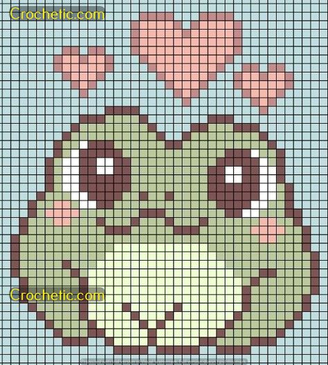 Rainbow Journey: Kawaii Grid Crochet Exploration Pixel Art Pattern Dinosaur, Cartoon Pixel Art Grid, Tapestry Crochet Patterns Charts Free, Pixel Grid Ideas, Simple Pixel Art Patterns, Frog Pixel Art, Pixel Art Pattern Easy, Pixel Kawaii, Pixel Art Kawaii