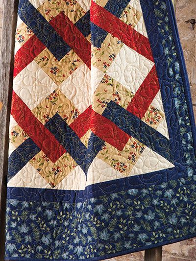 Make some "waves" with this patriotic quilt. Give a gift to honor any serviceman or -woman. This quilt may look difficult, but any confident beginner will love learning how to properly piece each block to create something breathtaking! This pattern was originally published in the autumn 2014 issue of Quilter's World magazine. Finished size is 54" x 64". Skill Level: Easy Patriotic Quilts, Quilt Of Valor, Lap Quilts, Beginner Quilt Patterns, Strip Quilts, Lap Quilt, Scrappy Quilts, Blue Quilts, Quilt Block Patterns