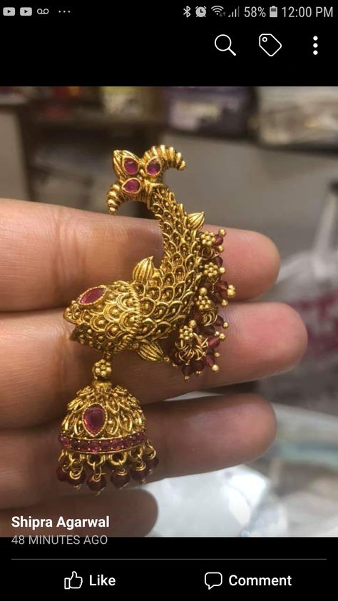 Fish Earrings Gold Indian, Ear Chains Indian Gold, Necklace Set Indian Bridal Jewelry, Temple Jewellery Earrings, Wedding Jewelry Sets Bridal Jewellery, Indian Wedding Jewelry Sets, Gold Temple Jewellery, Gold Bangles For Women, Antique Jewellery Designs