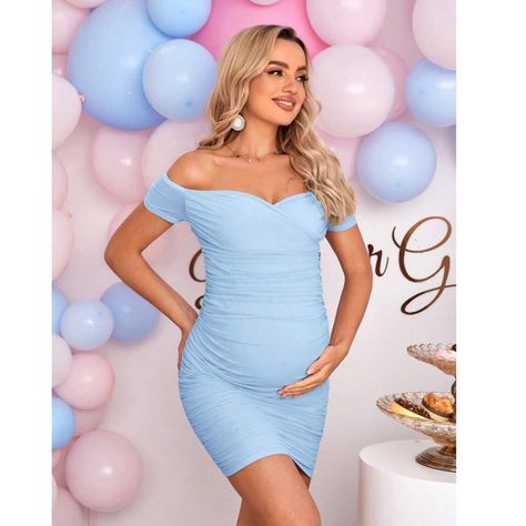 Super Cute And Stylish Ships In 5-10 Business Days Pink And Blue Maternity Dress, Gender Reveal Dresses For Mom, Blue Baby Shower Dress, Gender Reveal Dress, Boutique Style Dresses, Maternity Fashion Dresses, Blue Maternity Dress, Casual Maternity Outfits, Trendy Mom Outfits