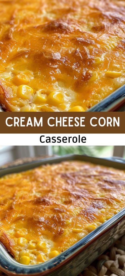 Cream Cheese Corn Casserole Cream Cheese Corn Casserole, Canned Corn Recipes, Creamed Corn Casserole Recipe, Cheese Corn Casserole, Corn Recipes Side Dishes, Cream Cheese Corn, Cream Corn Casserole, Corn Side Dish, Creamed Corn Recipes