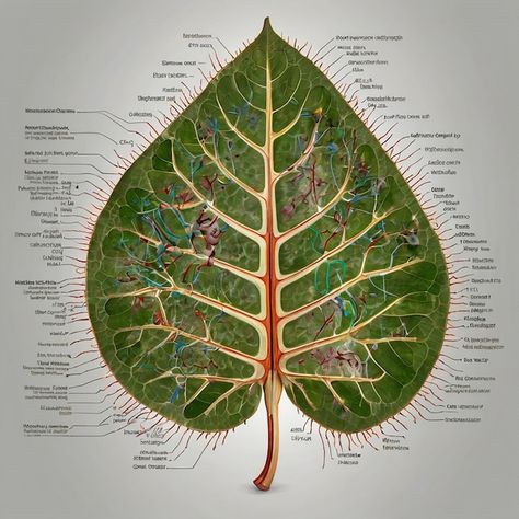 Leaf Diagram, Plant Physiology, Leaf Structure, Nature Education, Educational Illustration, Leaf Illustration, Plant Science, Scientific Illustration, Nature Study