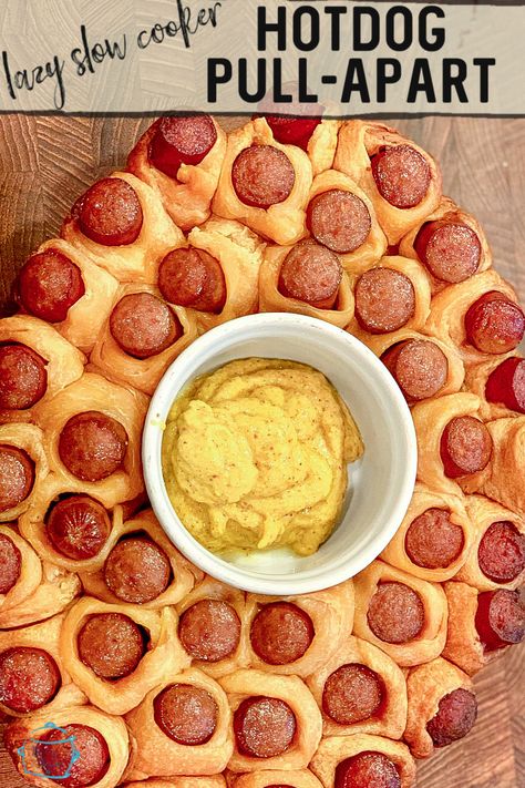 Fun Hotdogs Ideas, Crockpot Hotdogs Recipes, Crockpot Hotdogs For A Crowd, Mini Hotdogs Appetizer, Mini Hotdogs In Crockpot, Race Party Food, Hotdogs In Crockpot, Crockpot Hotdogs, Hotdogs Recipes