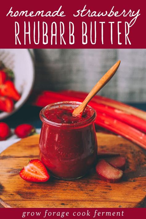 This homemade strawberry rhubarb butter is easy to make and a delicious way to use rhubarb. Strawberries and rhubarb are a perfect combination and cook down to a lovely butter that is tart and sweet. I use honey as the sweetener to make this strawberry rhubarb butter even better! Toast Breakfast Ideas, Healthy Rhubarb Recipes, Rhubarb Butter, Strawberry Rhubarb Recipes, Garden Strawberries, Fresh Rhubarb, Morning Toast, Strawberry Rhubarb Jam, Butter Toast