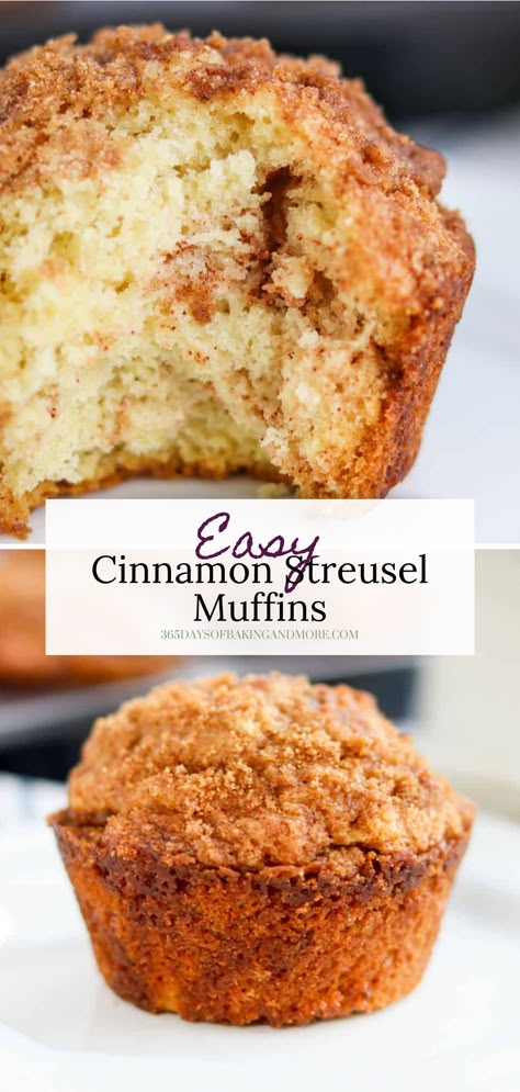 Cinnamon Streusel Muffins are soft, tasty #muffins with sweet cinnamon and sugar swirled into every bite. Have one of these muffins with that morning cup of #coffee to start your day right. Cinnamon Sugar Swirl Muffins, Low Sodium Muffins Recipe, Brown Sugar Cinnamon Muffins, Muffins Without Milk, Cinnamon Crunch Muffins, Easy Cinnamon Muffins, Deserts Board, Cinnamon Muffins Easy, Brown Sugar Muffins