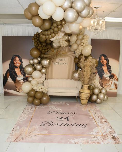 21st Birthday Dinner Ideas Theme Parties, 35 Shades Of Melanin Party, Simple Birthday Dinner Decor, Shades Of Brown Birthday Party, Ladies Night In Party Ideas Decorations, Shades Of Brown Brunch, Venue Decorations Birthday, 21st Bday Party Ideas For Her, Gala Birthday Party Ideas