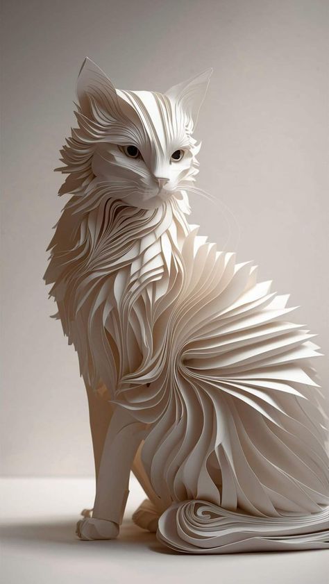 Arte Quilling, Paper Art Sculpture, Paper Sculpture, Animal Sculptures, Cat Illustration, 귀여운 동물, 3d Art, Cat Art, Animal Drawings