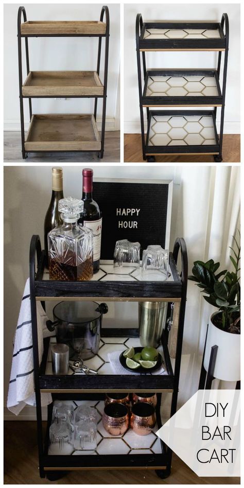 Diy Home Decor For Apartments, Diy Bar Cart, Modern Bar Cart, Bar Cart Styling, Cute Dorm Rooms, Beautiful Bars, Bar Cart Decor, Diy Bar, Modern Bar