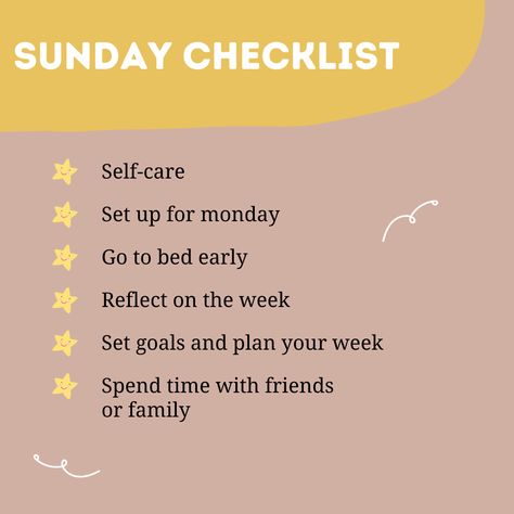 Sunday Checklist ☑️ What's on your checklist?! 😎 Makeover Checklist Beauty, Every Day Checklist, 2022 Checklist, Sunday Checklist, Checklist Design, Detailed Cleaning Checklist By Room, Go To Bed Early, Todo List, Setting Goals