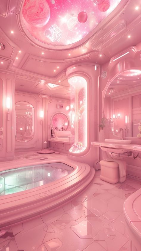 Pink Aesthetic Bathroom Decor, Preppy Bathroom, Princess Bathroom, House Outer Design, Dream Bedroom Inspiration, Industrial Kitchen Design, Fancy Houses, Pink Bathroom, Luxury Lifestyle Dreams