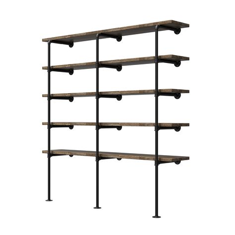 PRICES MAY VARY. The package Include all necessary fittings(Pipes, T fittings, elbow fittings, Screw and Anchors),but not Include wood planks Size: Multiple short pipe freely connected, Total Tall 84.64", 14.7" in between each tier, deep 14"; If you love to DIY the pipe shelf,Then our shelf is your perfect choice,This shelves system can be standing from floors also can be hung from ceilings. The shelf is up to five layers, but you can reduce the number of layers according to your needs Easy "do Pipe Shelf Diy, Industrial Furniture Desk, Bookshelf Kitchen, Iron Pipe Shelves, Shelves Office, Diy Pipe Shelves, Office Shelves, Pipe Shelf Brackets, Open Bookshelf