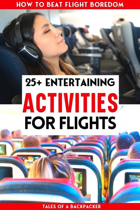 Looking for things to do on a long flight? Being stuck on a plane for a long time can be boring, but after taking flights all over the world I've had plenty of practice at finding activities to do on a plane! Check out these ideas for what to do on a flight that will keep you entertained - or at the very least to help pass the time on the plane! International Flight Tips | Long Haul Flight Tips | Overnight Flight Tips | Travel Hacks | Flight Essentials | Tips for Flying #flight #traveltips First Time Plane Ride Tips, Activities For Plane Rides, Plane Activities For Adults, Things To Do On A Long Flight, Long Haul Flight Tips, Tips For Flying, Flight Tips, Airplane Activities, International Flight