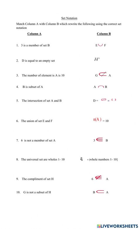 Set notation interactive worksheet Set Notation, Math 2, Venn Diagram, Online Activities, School Subjects, Google Classroom, Vocabulary Words, Vocabulary