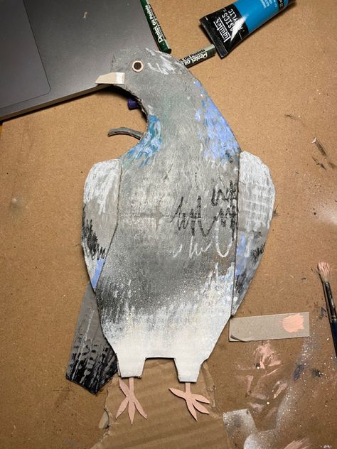 Pigeon Paper Craft, Cardboard Pigeon, Snail Diy, Anastacia Disney, Old Halloween Costumes, Collage Art Projects, Cardboard Art, Scary Art, Art Club