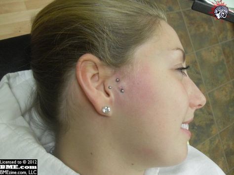 Facial Surface Piercing Photos - BME: Body Modification Ezine Sideburn Piercing, Planet Ink, Matt Gray, Surface Piercing, Body Modification, Body Glitter, Body Piercings, Body Modifications, Piercing Tattoo