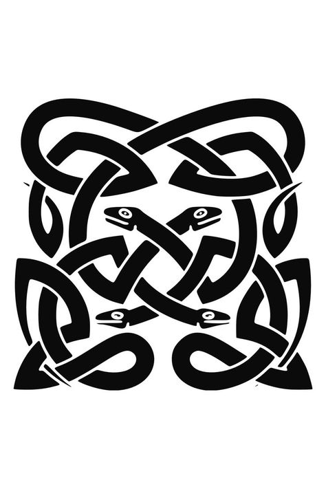 Snakes in a Celtic Square Knot Celtic Snake, Celtic Motifs, Square Knot, Celtic Art, Snake Tattoo, Small Tattoo, Lino Print, Celtic Knot, Henna Tattoo