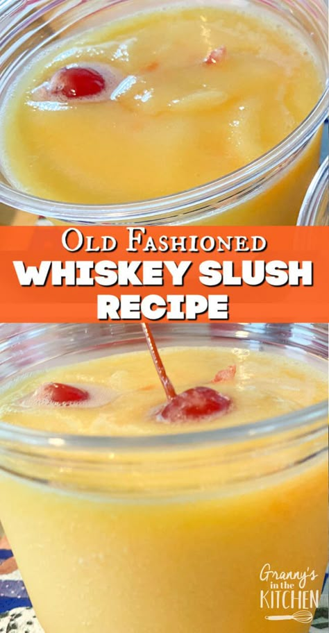 Frozen Whiskey Sour Slush Whiskey Slush Recipe Slushies, Alcoholic Slush Recipes Frozen, Whiskey Sour Slush Recipe, Frozen Whiskey Sour, Whisky Slush Recipe, Whiskey Slush Frozen, Slushie Recipe Alcoholic, Whisky Slush, Frozen Alcoholic Drinks Slushies