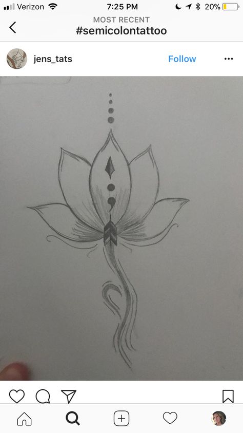 Lotus Flower Tattoo With Semi Colon, Lotus Semi Colon, Tatted Quotes, Colon Tattoo, Tattoo Healing, Semi Colon, Simple Drawings, Semicolon Tattoo, Healing Tattoo