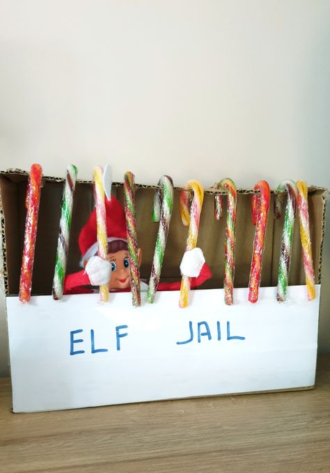 Elf jail Elf Jail Cell, Elf On The Shelf In Jail, Elf In Jail, Elf Carrying Case, Elf Jail, Jail Ideas, Elf 2023, Jail Cell, On The Shelf