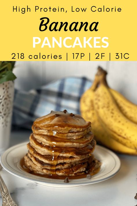 Since bananas are already high-carb on their own, I challenged myself to come up with a banana pancake recipe that didn’t have many extra added carbs. I also eat QUITE a bit of protein throughout the day, so I didn’t want to use protein powder. ⁣I hope you enjoy these simple, low calorie banana pancakes! #proteinpancakes #bananapancakes #healthypancakes #healthybreakfast #highprotein #lowfat Protein Powder Banana Pancakes, High Protein Banana Pancakes, Low Cal High Protein Pancakes, Low Cal Protein Pancakes, Low Cal Banana Pancakes, Low Calorie Banana Pancakes, Low Calorie Banana Recipes, Low Calorie Protein Pancakes, Low Cal Pancakes