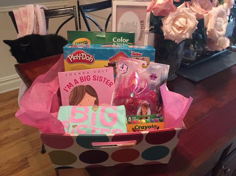 Big Sister Basket Ideas, Big Sister Promotion Ideas, Big Sister Gift Basket, Big Sister Basket, Big Sister Gift Ideas, Sister Survival Kit, Big Sister Bag, New Big Sister Gifts, Welcome Basket