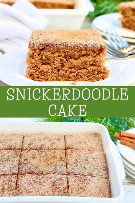 Snickerdoodle Cake ~ All the sweet cinnamon flavor of snickerdoodle cookies in a light and easy cake! Perfect for the holidays! Vegan Snickerdoodle Cake, Snickerdoodle Sheet Cake, Easy Snickerdoodle Cake, Snickerdoodle Cake Recipe, Snickerdoodle Cake, Doodle Cake, Vegan Birthday, Vegan Birthday Cake, Nut Allergy