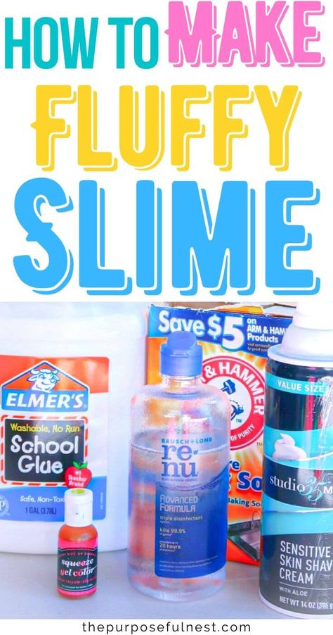 How to Make Fluffy Slime Without Borax Easy Diy Slime, Puffy Slime, Easy Fluffy Slime Recipe, Make Slime For Kids, Best Fluffy Slime Recipe, Slime Without Borax, Ways To Make Slime, Stretchy Slime, Jesus Ideas