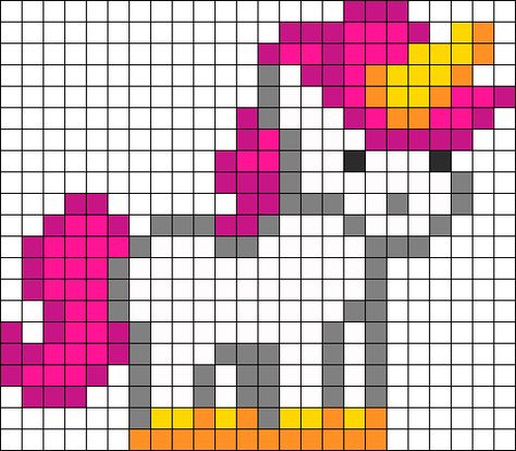 Starbound Unicorn Toy Perler Bead Pattern / Bead Sprite Unicorn Knitting Chart, Unicorn Perler Beads, Bead Unicorn, Unicorn Knitting Pattern, Knit Chart, Unicorn Template, Pixel Art Minecraft, Mystical Unicorn, Modele Pixel Art