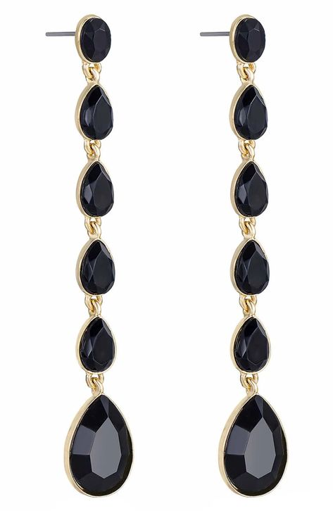 Ettika Teardrop Crystal Linear Earrings | Nordstrom Linear Earrings, Luminous Colours, Earring Crafts, Crystal Drop, 18k Gold, Gold Plate, Sparkle, Nordstrom, Crystals