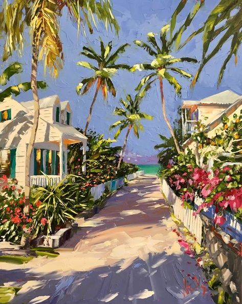 Canvas For Beginners, Caribbean Art, Canvas Painting Ideas, Tropical Art, Beginner Painting, Art Collage Wall, Beach Art, Acrylic Painting Canvas, Painting Inspiration