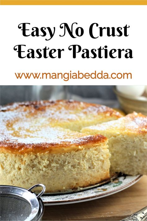 Crustless Ricotta Pie, Rice Pie Recipe Italian, Ricotta Pie Italian, Easter Pie Recipes, Rice Pie Recipe Easter, Italian Easter Desserts, Ricotta Pie Italian Easy, Ricotta Rice, Easter Rice Pie