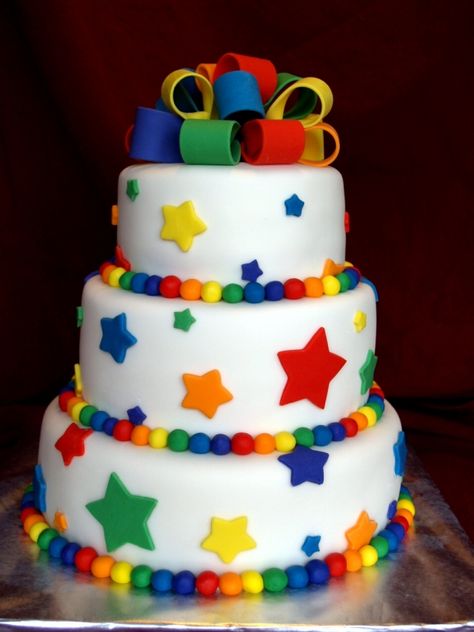 Rainbow Stars Rainbow Brite Party, Star Sprinkles, Gateaux Cake, Sprinkle Cake, Rainbow Birthday Party, Childrens Birthday Cakes, Rainbow Brite, Rainbow Cake, Fondant Cakes