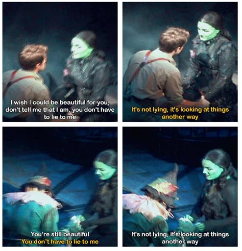 I loved both scenes. Theater Jokes, Wicked The Musical, Wicked Musical, Theatre Geek, Musical Plays, Defying Gravity, Theatre Nerds, Theatre Life, Broadway Theatre