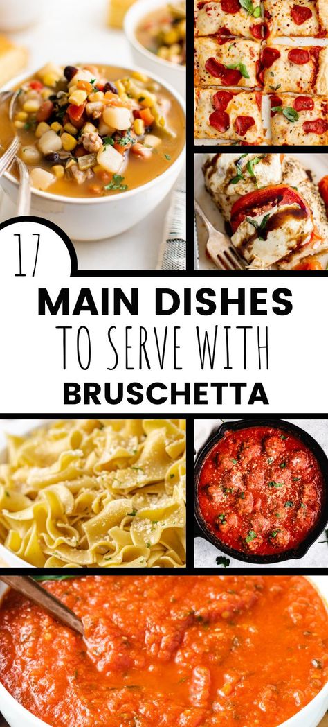 Soup, pasta, and meatballs to serve with bruschetta. Dinner Recipes Shrimp Pasta, Recipes Shrimp Pasta, Dinner Recipes Shrimp, Italian Marinated Chicken, Bruschetta Pasta, Italian Appetizer, Recipes Shrimp, Turkey Tacos, Italian Appetizers