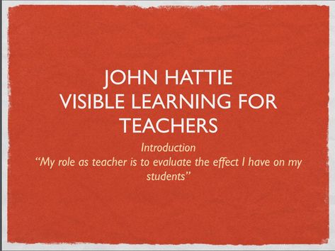 John Hattie Visible Learning Classroom, John Hattie Visible Learning, Visible Learning Hattie, Creative Presentation Ideas, Resource Teacher, Teacher Introduction, Visible Thinking, Visible Learning, Thinking Strategies