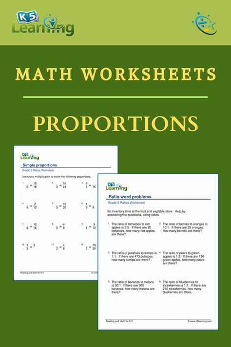 Proportions are often used in real-life situations to solve problems involving ratios and relationships between different quantities. Let's break down the concept of simple proportions step by step. #k5 #math #proportions #grade6 #printables #free #worksheet #K5Learning Solving Proportions, Relationship Worksheets, Math Help, Learning Math, Word Problems, Math Worksheets, Problem Solving, Real Life