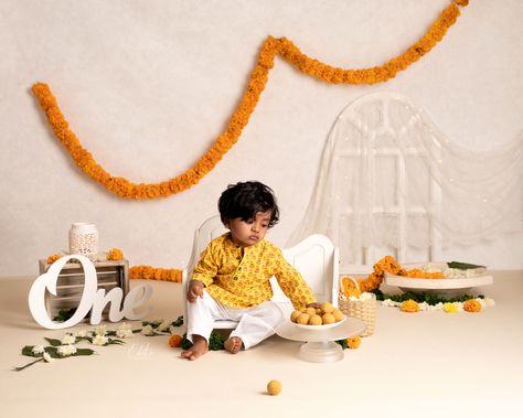 T baby boy is very close to my heart and I really wanted to make something special for his 1st birthday. We came up with the idea to do laddoos smash and he so enjoyed it❤️ #1yearold #babyboy1stbirthdayparty #babyboyphotography #babyphotoideas #babyphotographyideas #babyphotography #ladoo #indianwear #indiandesignerwear Photoshoot For Baby, Diwali Photoshoot, 1 Year Baby, Photoshoot Backdrops, Baby Boy 1st Birthday Party, 1st Birthday Photoshoot, Beautiful Scenery Photography, Baby Shoot, Baby Boy Photography