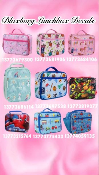 Unicorn Decals Bloxburg, Bloxburg Lunch Box Codes, Bookbag Decals Bloxburg, Backpack Codes For Bloxburg, Bloxburg Preschool, Backpack Decal Codes, Baby Food Decals Bloxburg, Backpack Decals Bloxburg, Bloxburg Backpack Code