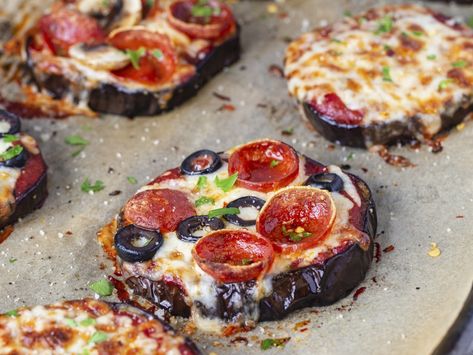 Eggplant Pizza (Gluten-Free, Low-Carb) | The Kitchn Eggplant Pizza, Veggie Mains, Eggplant Recipes Easy, Eggplant Caponata, Eggplant Pizzas, Pizza Topping, Lazy Keto, Flat Breads, Eggplant Dishes