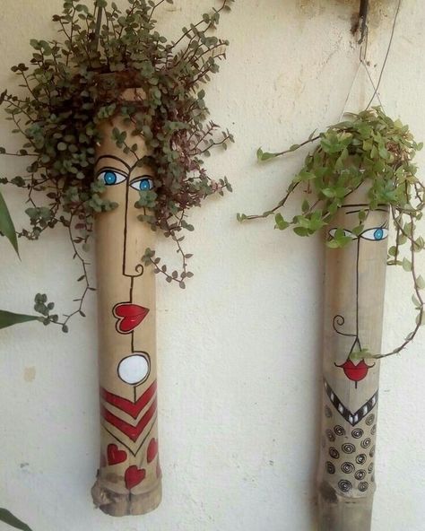 Garden Art Ideas, Bamboo Art, Flower Pot Crafts, Garden Decor Projects, Bamboo Crafts, Garden Crafts Diy, Diy Bottle Crafts, Garden Art Sculptures Diy, Garden Deco